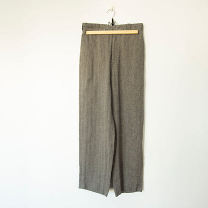 Pantalon en lin et soie motif chevron "herringbone"