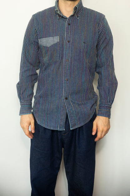 Chemise colorée rayée en coton épais